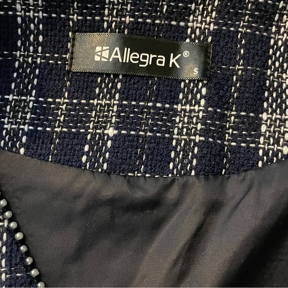 V Neck Button Down Pockets Vintage Sleeveless Plaid Tweed Dress - Picture 6 of 9